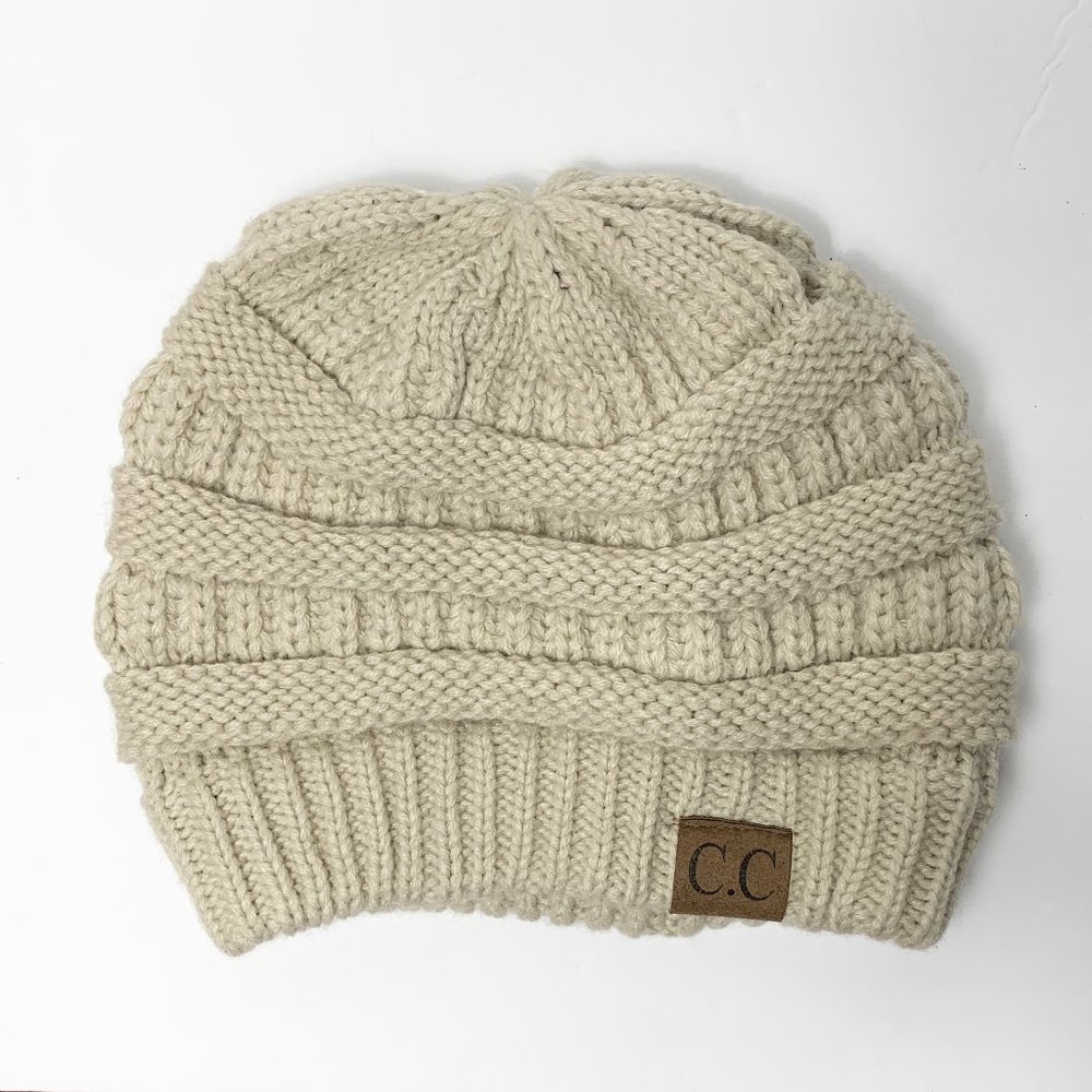 C.C Knit Beanie Hat Beige